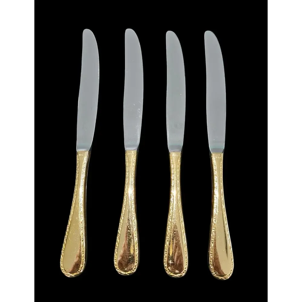 Vtg Towle Supreme Cutlery Stainless Gold Color Electroplated Service for‎ 4